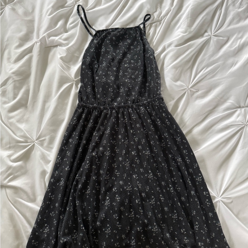 navy blue floral mini dress